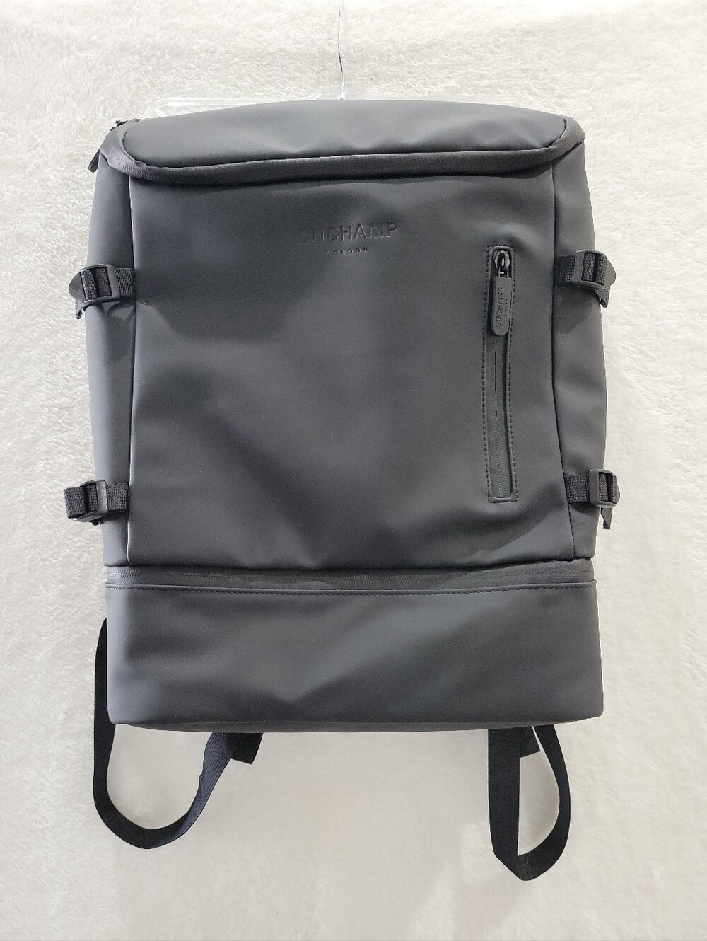 Duchamp London Black Laptop Backpack Rubberized Commuter Travel MSRP $205 NWT